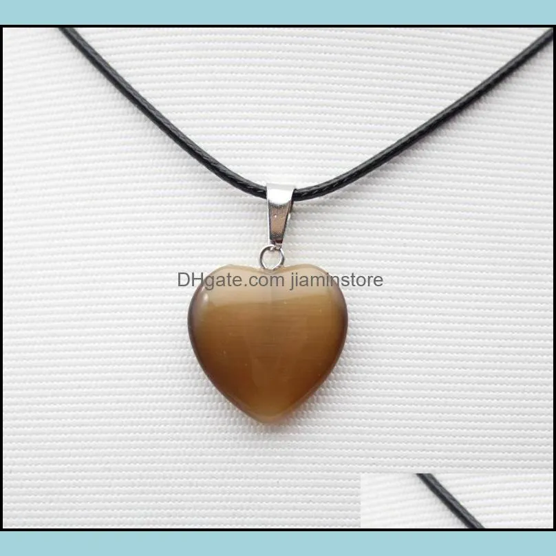 natural stone heart pendant quartz crystal agates turquoises malachite stone for jewelry making necklace