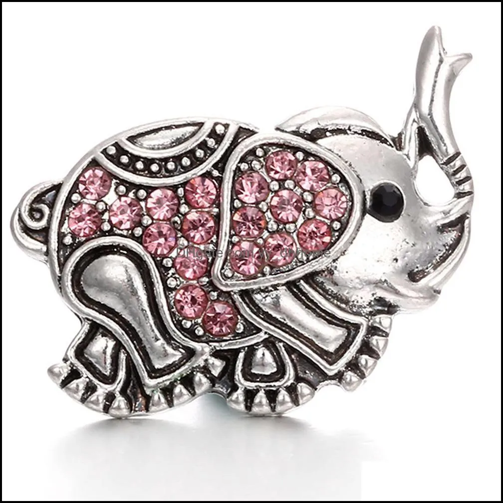 snap button jewelry component rhinestone elephant 18mm metal snaps buttons fit bracelet bangle noosa a036