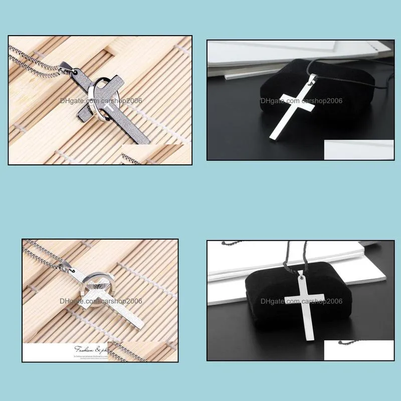 mens stainless steel cross pendant lords prayer chain necklace charm costume jewelry