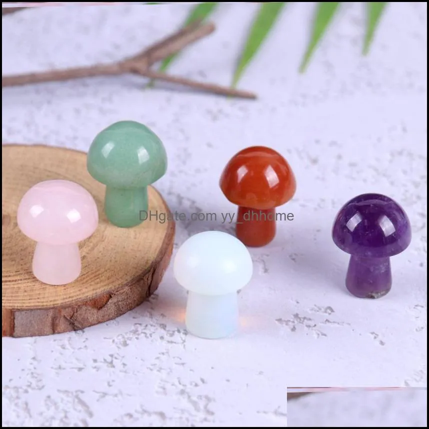 2cm mini mushroom plant statue natural stone rose quartz carving aquarium home decoration crystal polishing gem