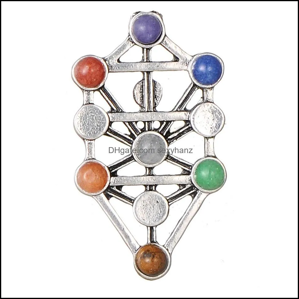 4mm natural stone chakra necklace spirit pendulum 7 chakra necklace ancient silver environmental protection electroplated zinc allo