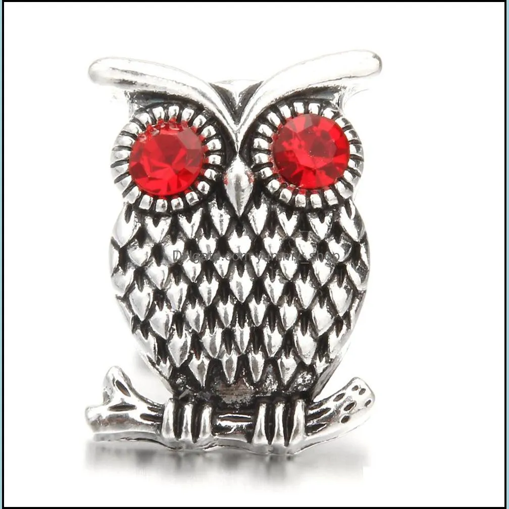 hq components snap button jewelry colorful rhinestone owl 18mm 20mm metal snaps buttons fit bracelet bangle noosa za003