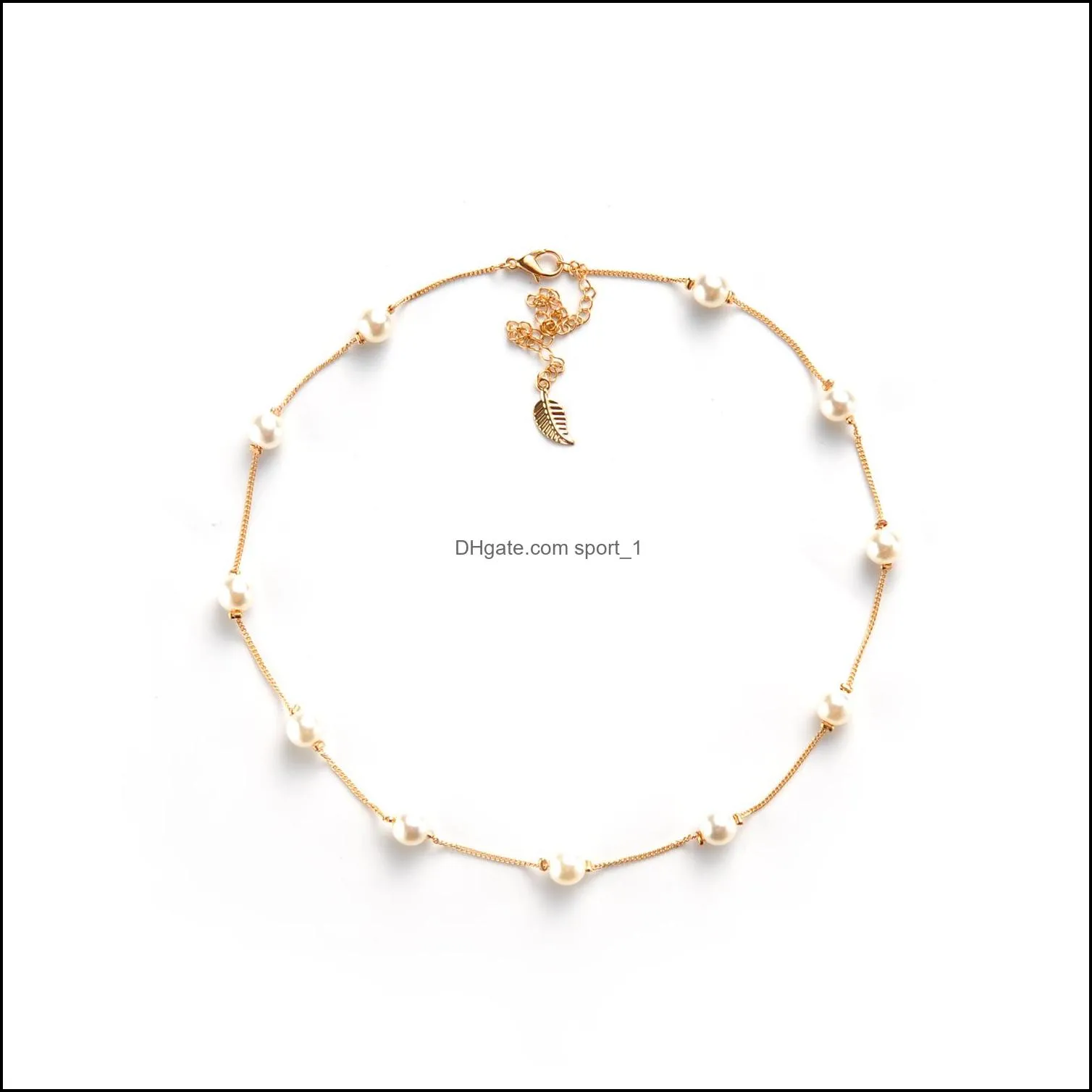 pearl choker dainty adjustable necklace 18k gold plated cultured barque pearls tiny chain delicate mothers valentine jewelry
