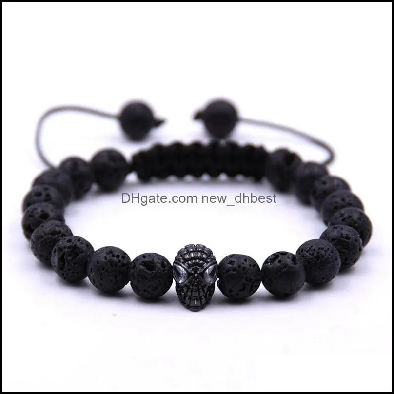 adjustable bracelet lava stone essential oil diffuser bracelet braided rope stone yoga mens and womens