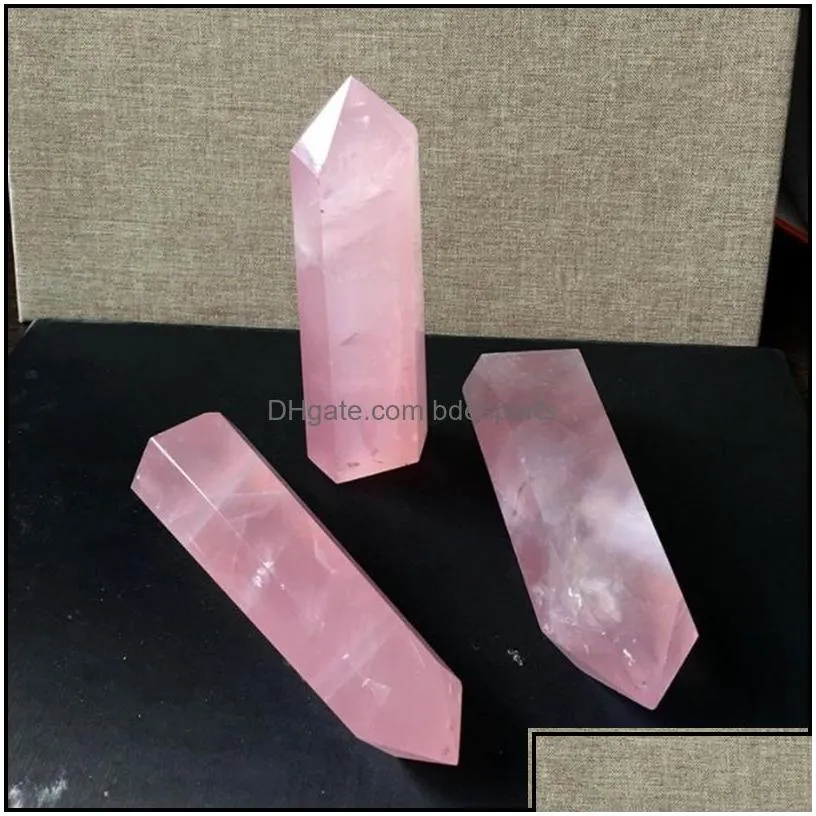 Arts And Crafts Arts Gifts Home Garden Natural Rose Quartz Crystal Tower Mineral Chakra Healing Wandsreiki Energy Stone SixSided Point