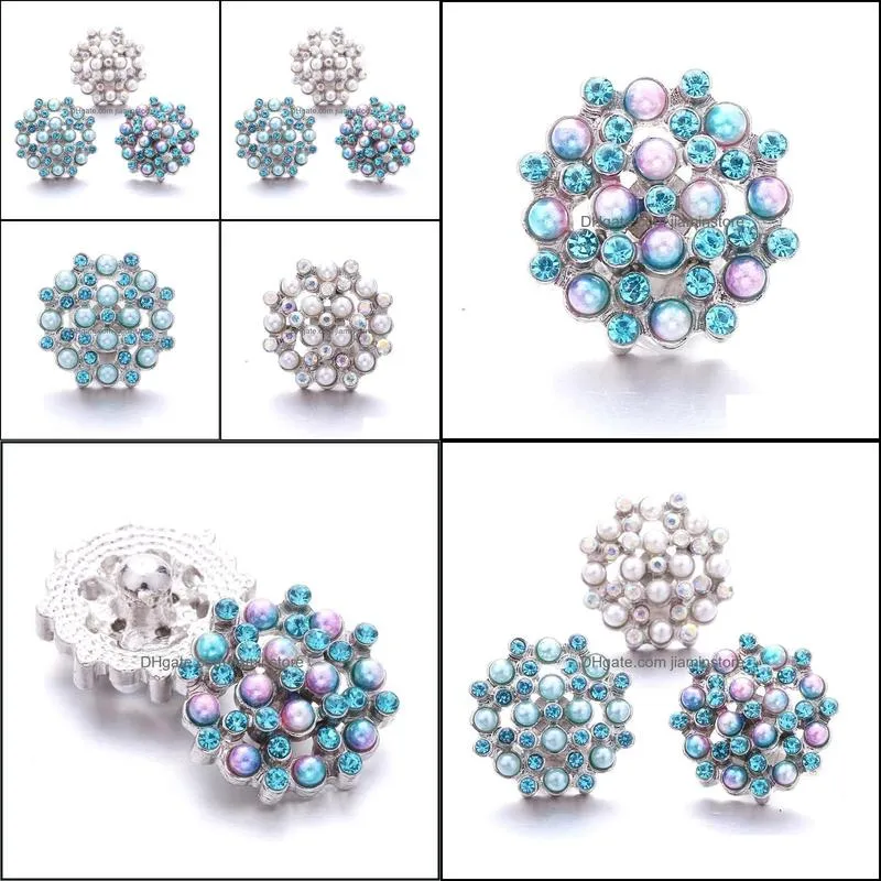 wholesale rhinestone 18mm snap button acrylic beads clasp metal decorative charms for snaps jewelry findings factory suppliers