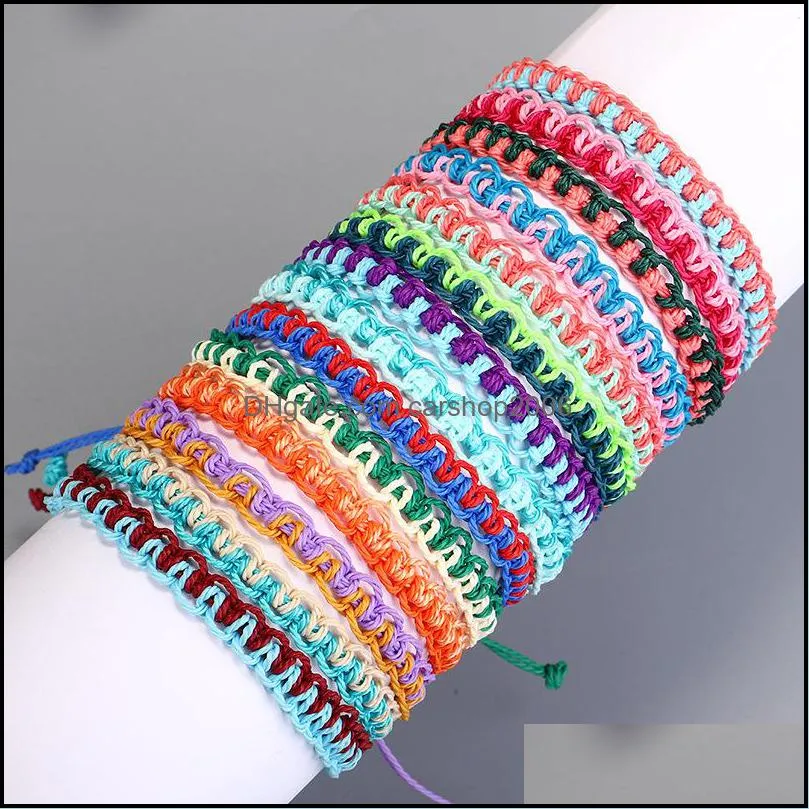 12pcs handmade braided women summer string bracelet girl adjustable link chain bracelets friendship jewelry for foot wrist band anklet