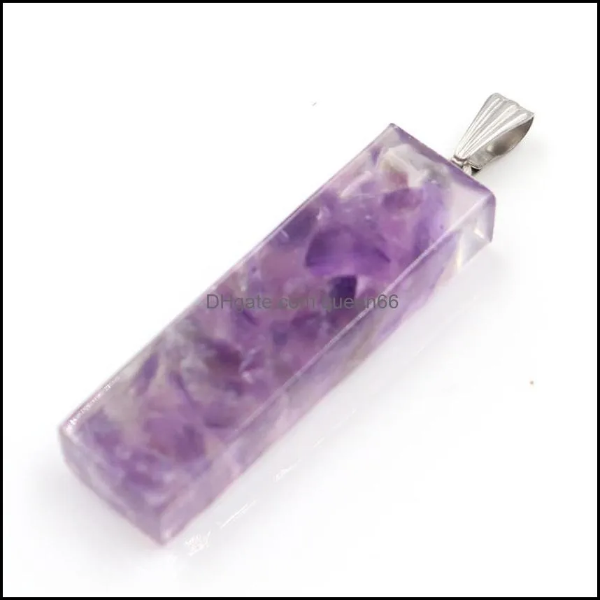 raw quartz cuboid chakra yoga healing pendant necklace for women men stone crystal rectangle point pillar pendants jewelry