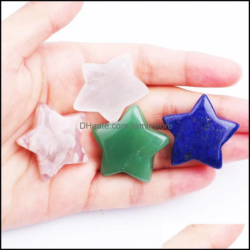 30mm natural crystal stone star shaped colorfull mascot meditation chakra reiki healing gemstones polished gift use collection and home