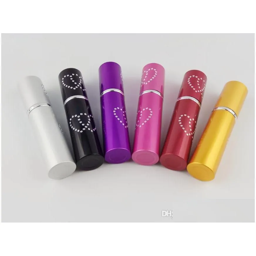 5ml lovely double love heart pattern refillable aluminum perfume bottle empty spray atomizer container