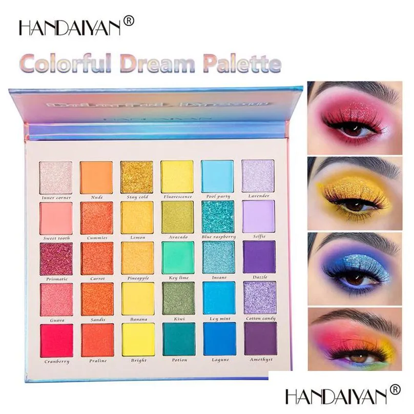 handaiyan 30 colors fruit pie filling eye shadow palette makeup kit vibrant bright glitter shimmer shades pigment eyeshadow