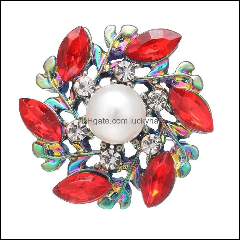 noosa plating dazzling oval crystal flower snap buttons clasp components fit diy 18mm snaps button bracelet necklace acc ingredients supplier