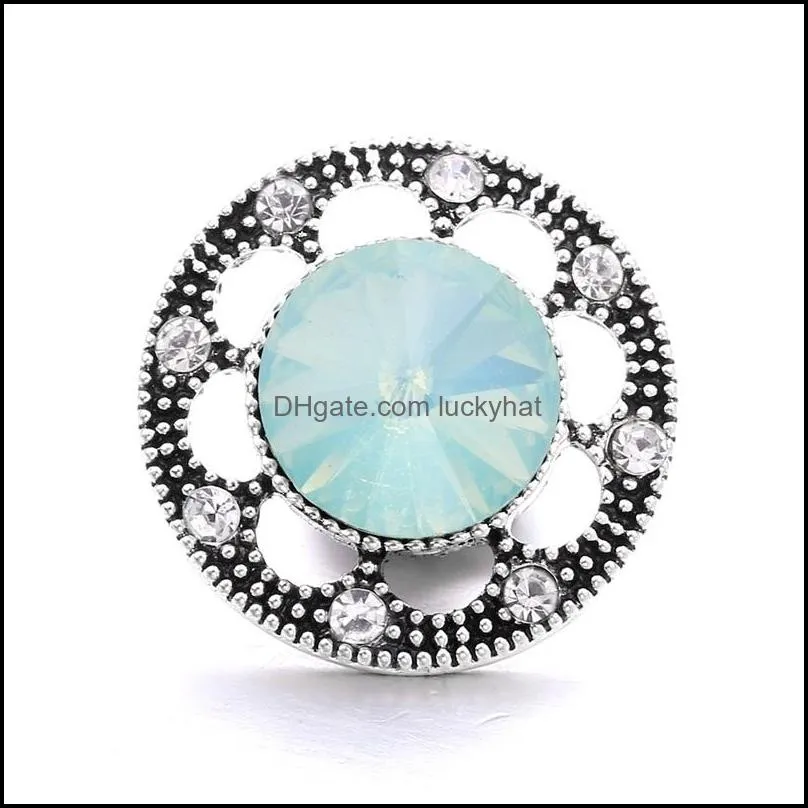 rhinestone fastener 18mm snap button clasp old way hollow alloy metal charms for snaps jewelry findings suppliers