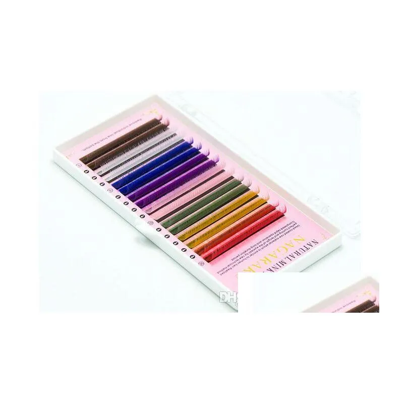 j b c d individual mix colors eyelash natrual soft candy color fake eyelash extension eye makeup colorful false eyelash