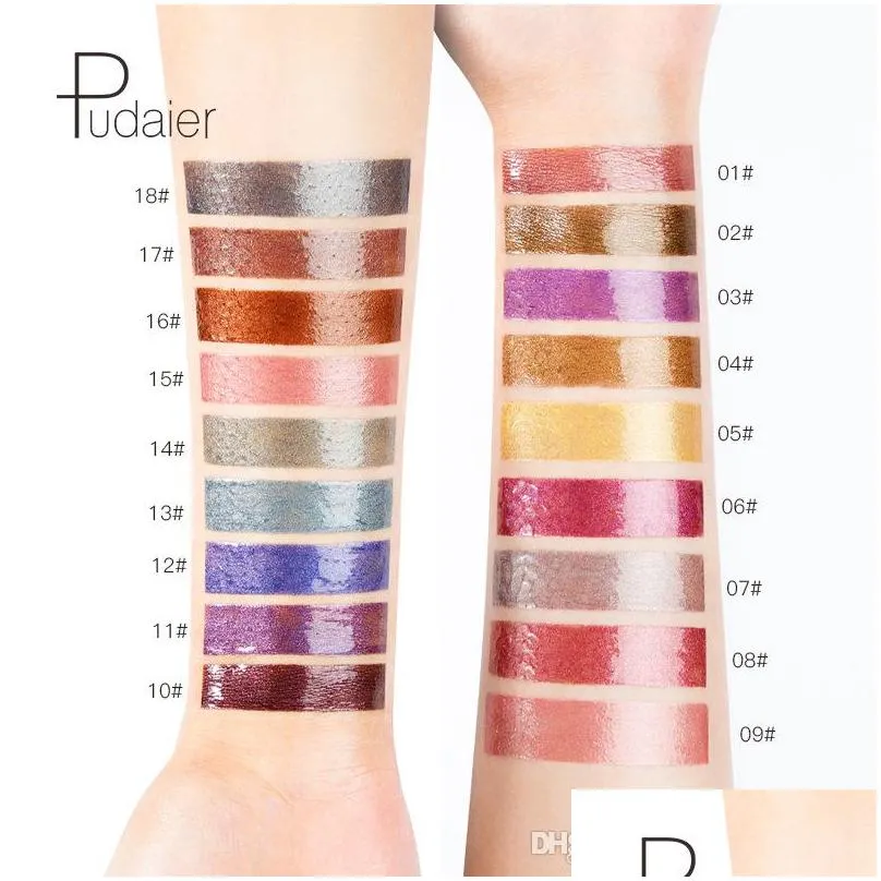 pudaier lip gloss 18 colors lip tint cosmetic pigment glaze glitter waterproof longlasting liquid lipstick nude makeup