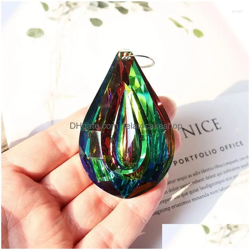 garden decorations h d colorful lamp prisms 76mm loquat shape chandelier crystals hanging drops pendants home wedding decoration diy