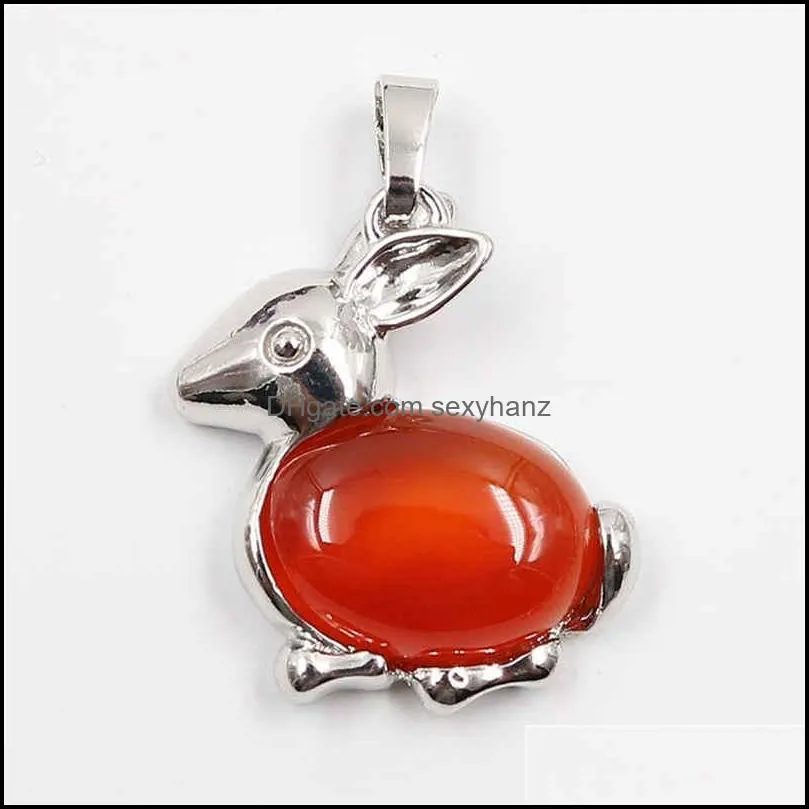 natural red carnelian rabbit crystal pendant women charka healing rabbit jewelry necklace 18 for party in gift bags