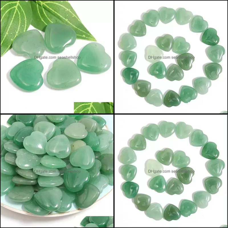 20x6mm wholesale natural love heart stone green aventurine chakra healing gemstones craft for jewelry making charms accessories fashion