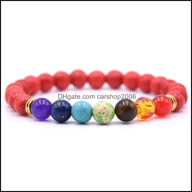 7 chakra planet gemstone bead bracelet mens ms. fused rock oil diffusion bangle bracelet yoga beads elastic adjustable color