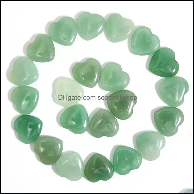 20x6mm wholesale natural love heart stone green aventurine chakra healing gemstones craft for jewelry making charms accessories fashion