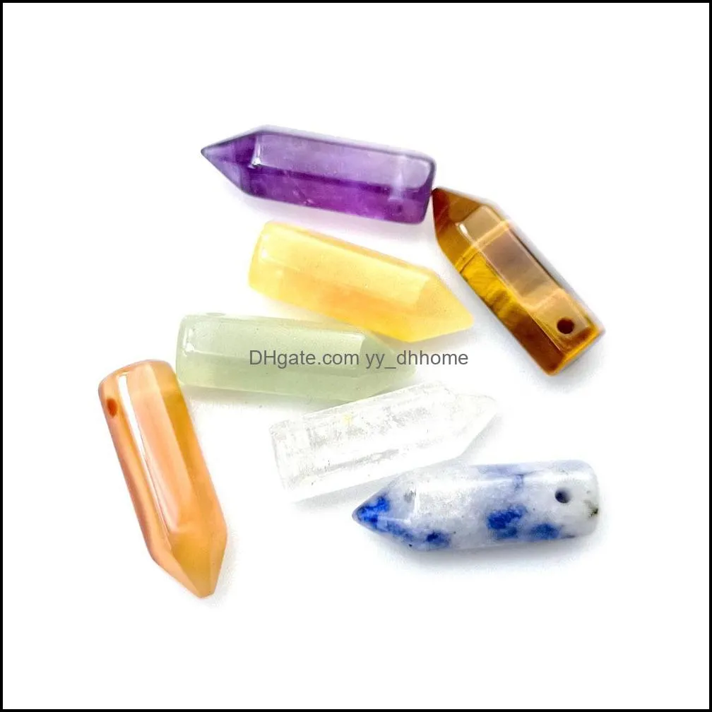 7 chakra set reiki natural stone crystal charms pendants ornaments rock quartz yoga energy bead chakra healing art craft home