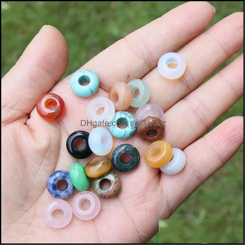 fashion 6x12mm 5mm big hole stone charms crystal beads for jewelry making necklace pendant bracelet charm accessories