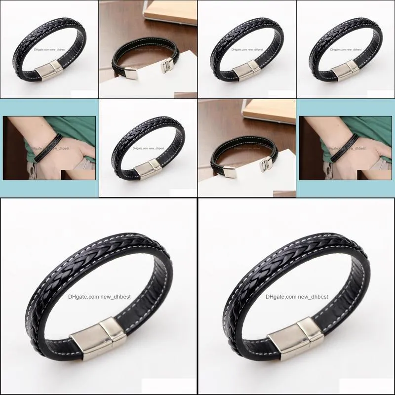 leather bracelet chakra lava rock cowhide braided mens bracelet healing balancing genuine leather bracelets magneticclasp