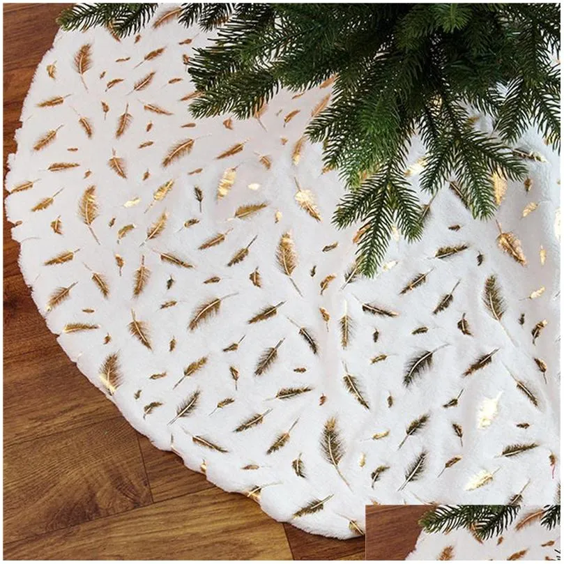 christmas decorations tree skirt plush xmas mat white soft faux fur with embroidered for party