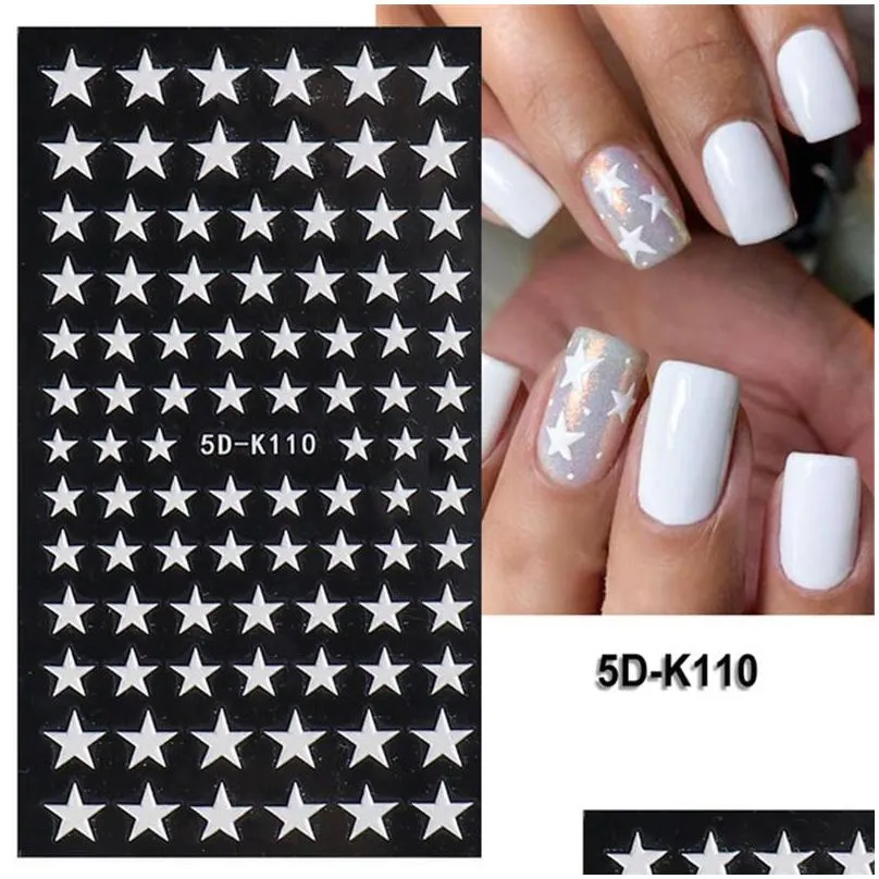 5d stereo relief nails art colorful love star moon nail back glue decal manicure accessories nail stickers