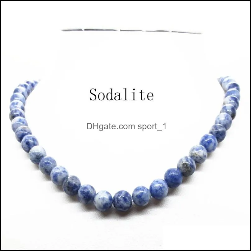 natural stone necklace round beads agate crystal semi precious stone pendant necklace jewelry for women menfashion christmas