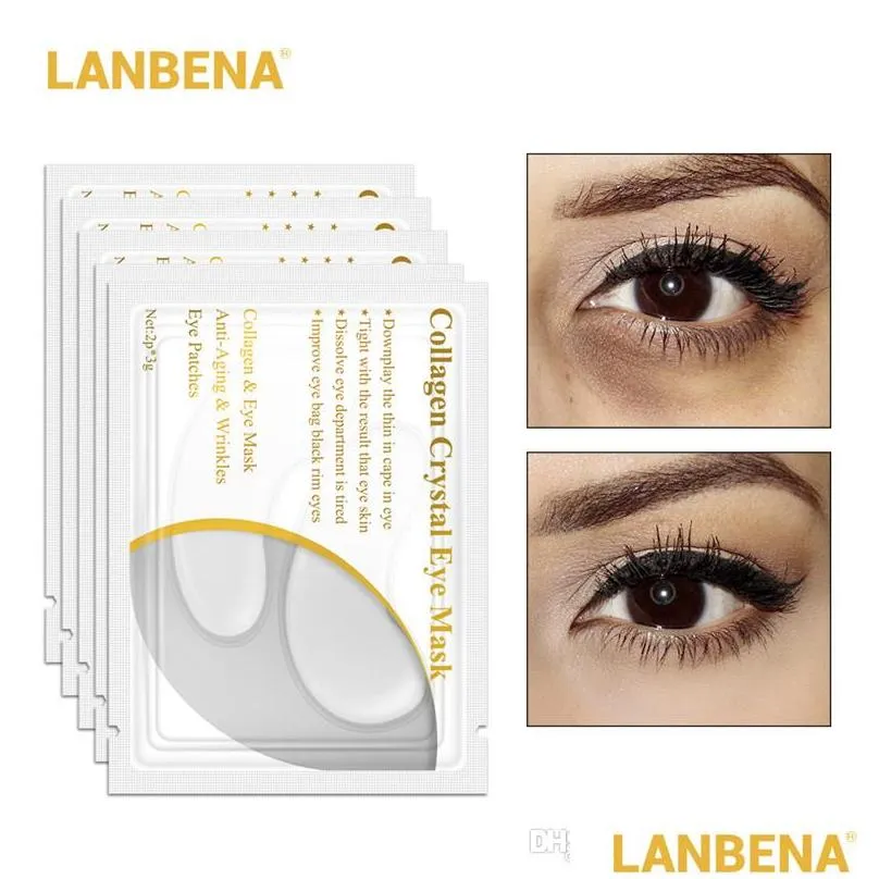 lanbena 24k gold crystal collagen eye mask eyees dark circle puffiness remove eye bag skin care