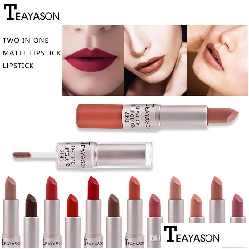 teayason keep 24 hours doublehead y red matte lipgloss liquid lipstick matte long lasting waterproof beauty cosmetic tools