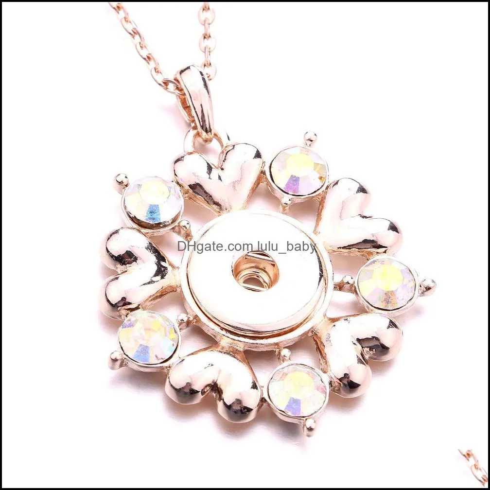 noosa snap button pendant necklace rose gold hearts flower crystal chunks simple fit 18mm snap buttons jewelry