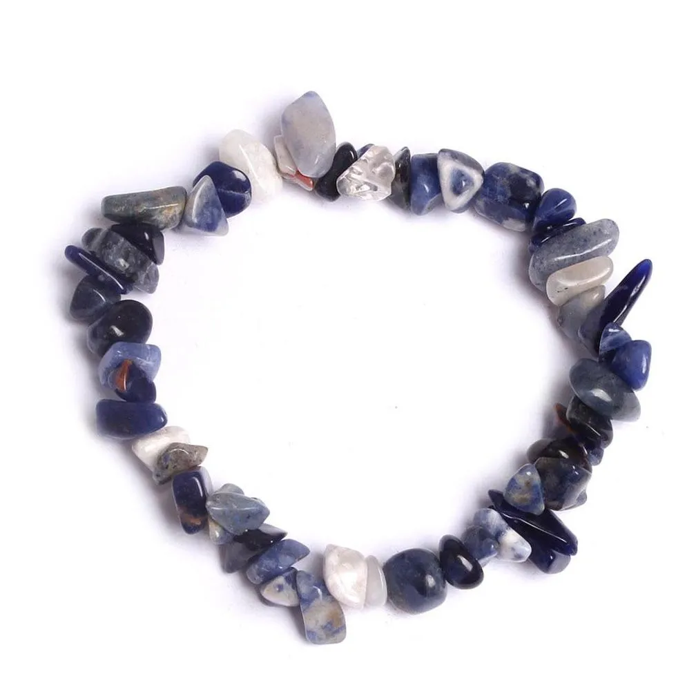 multicolor broken natural stone beaded bracelets for women healing crystal quartz stone elasticity wristband mens fashion jewelry gift
