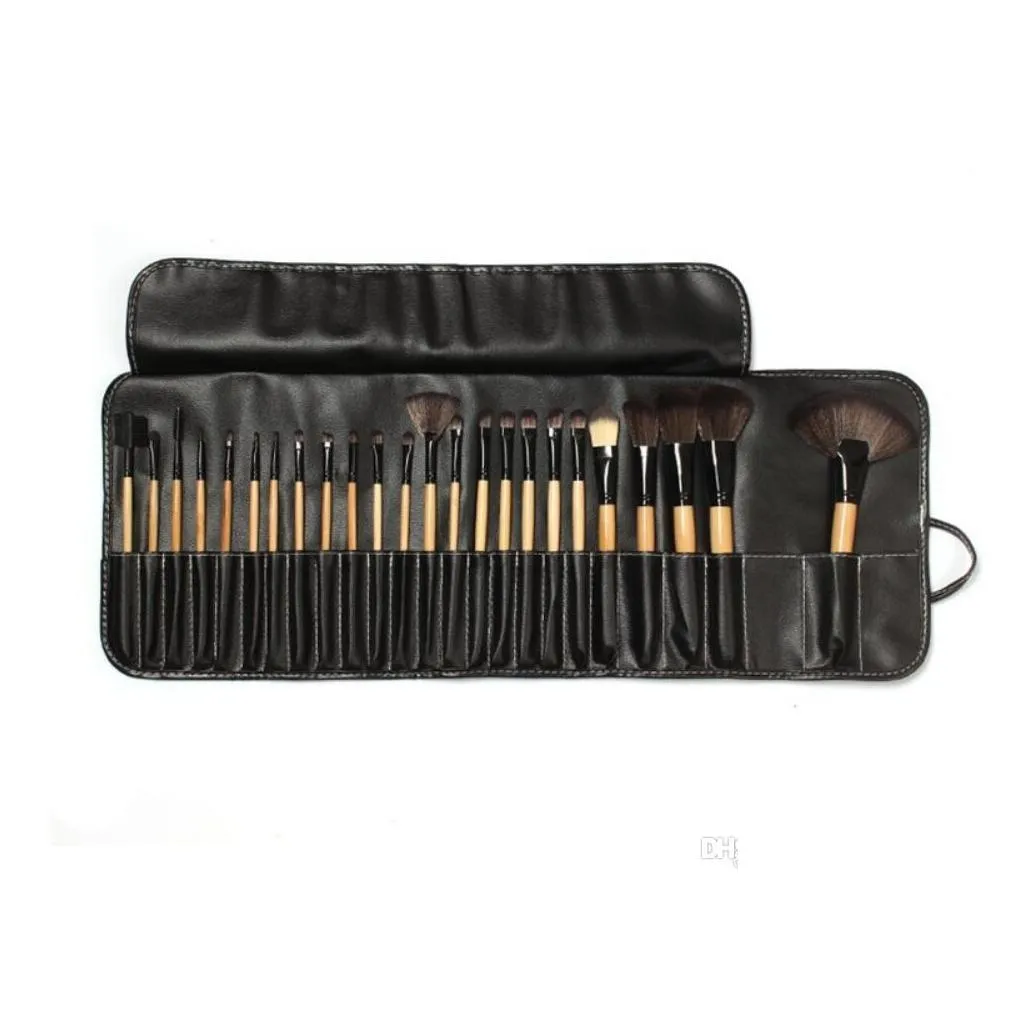 professional 24pcs makeup brushes set kit with pu bag makeup foundation contour brush with eyebrow brush
