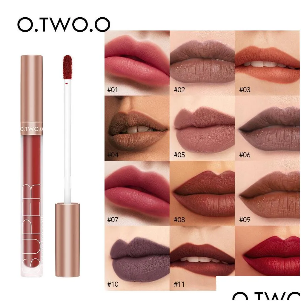 o.two.o 12 colors matte lip gloss velvet nude lips makeup lipgloss waterpoof long lasting liquid lipstick