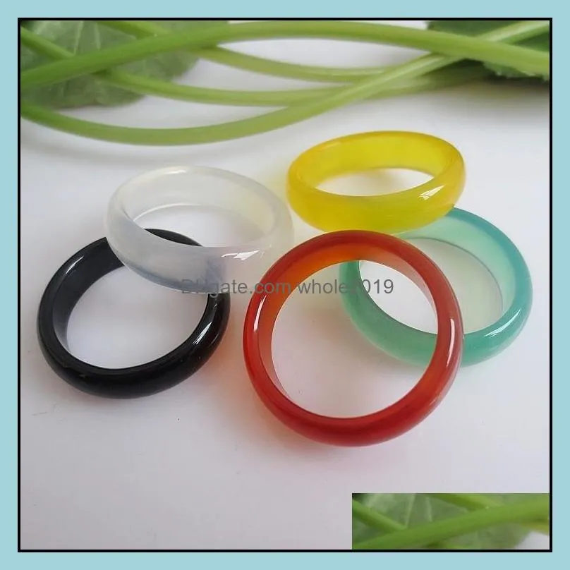 fashion glass ring synthetic jade agate stone jewelry hand circle for women men