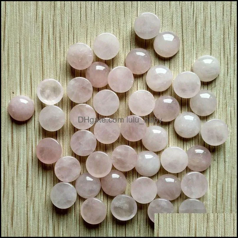12mm assorted natural stone flat base round cabochon green pink cystal loose beads for necklace earrings jewelry clothes accessories making