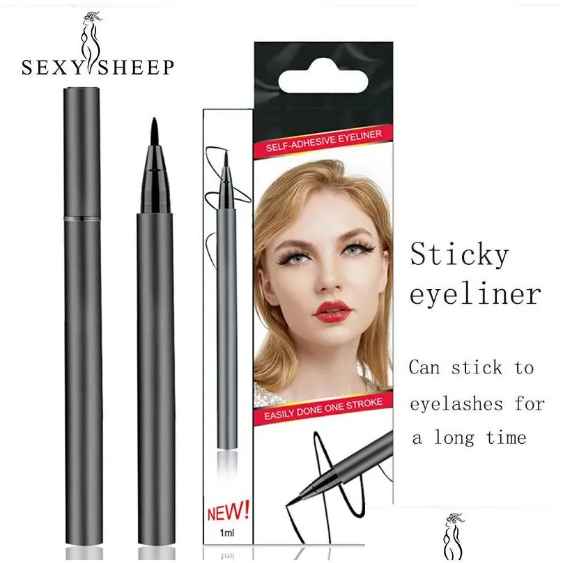 new self adhesive eyeliner pen waterproof non blooming quick drying 3 in 1 eyeliner sticky eyelashes