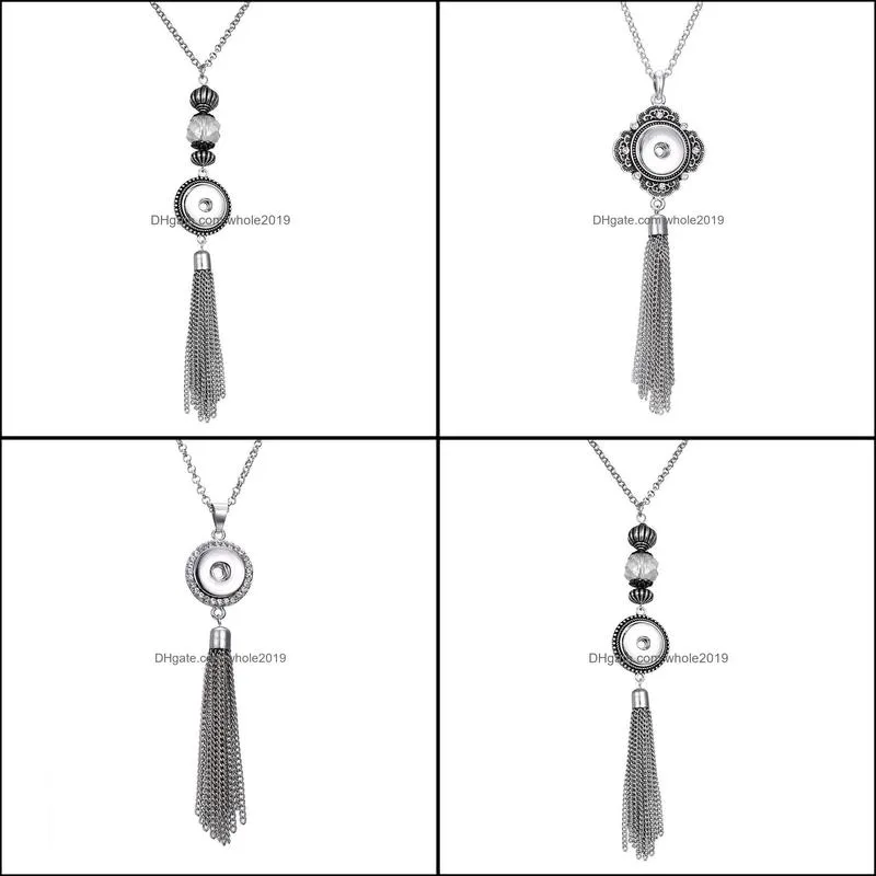 fashion crystal tassel necklace 18mm ginger snap pendant necklaces for women jewelry gifts