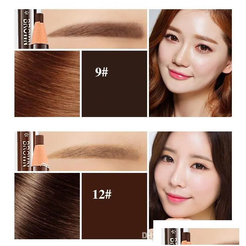 professional hengsi 1818 eyes makeup waterproof eyebrow pencils black brown natural eye brow pen cheap make up