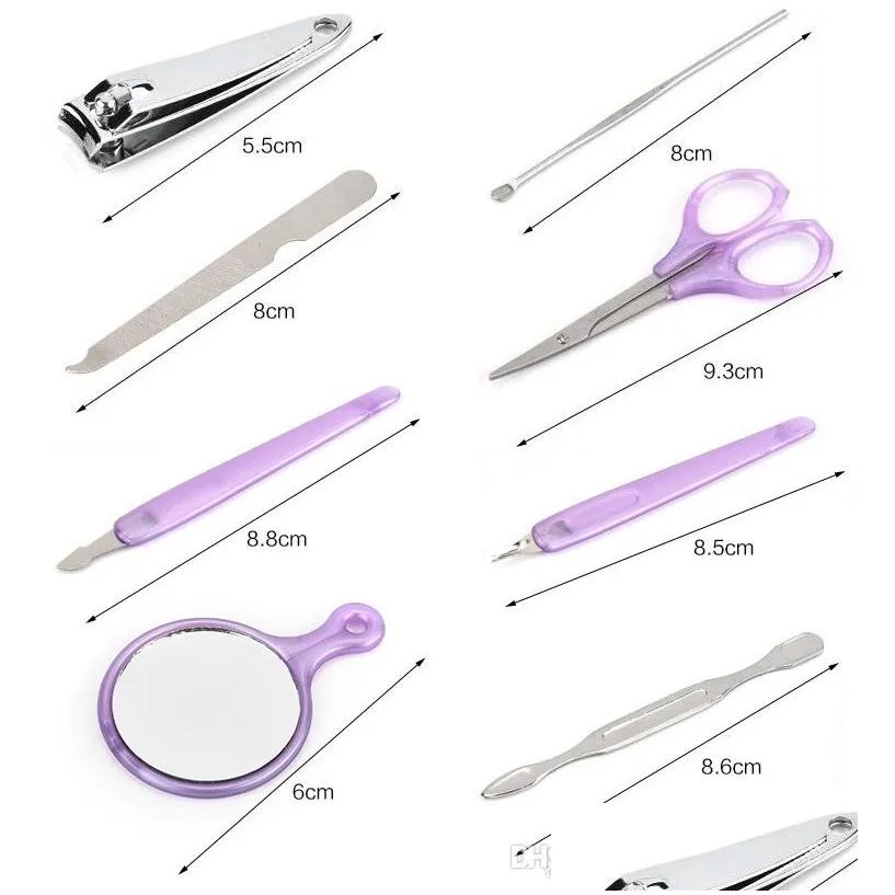 8pcs new manicure set nail care tools with mini finger nail cutter sanding files buffer block pedicure nail set