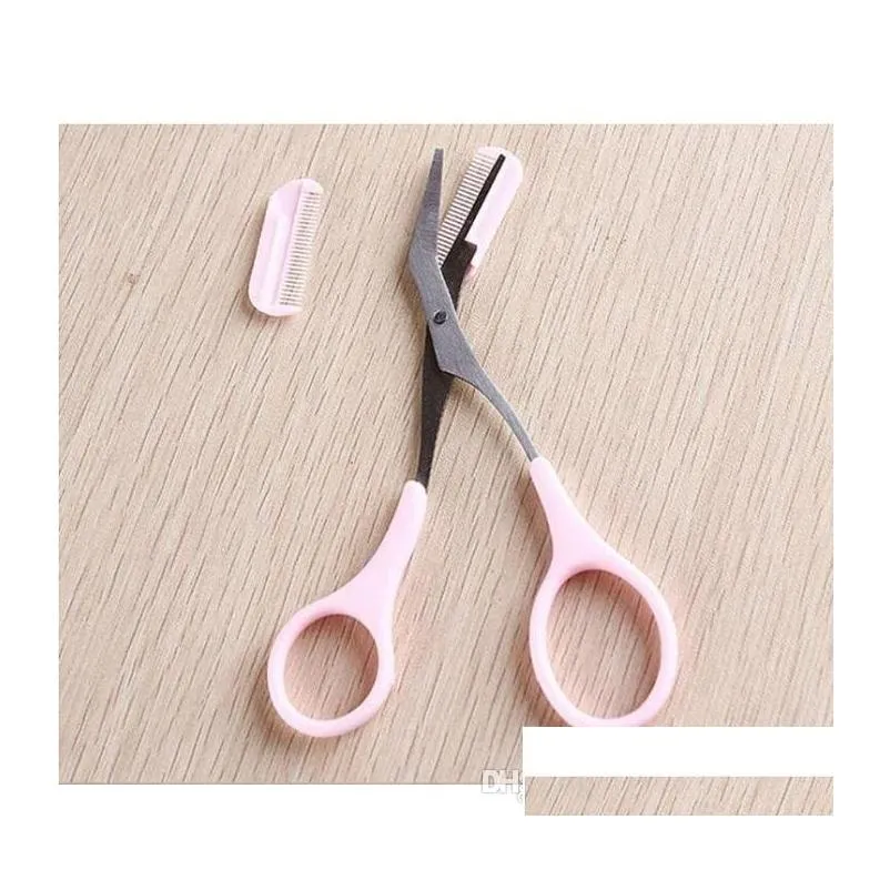 eyebrow trimmer scissors with comb remover makeup tools hair removal grooming shaping shaver trimmer eyelash hair clips