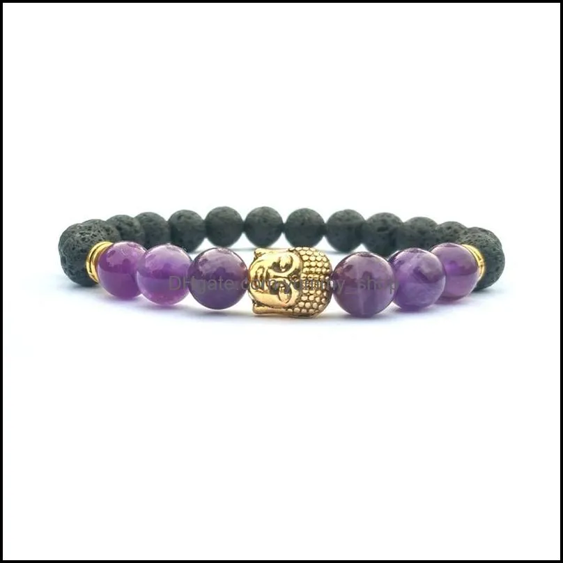 8mm natural stone elastic bracelet pray volcanic stone meditation buddha head men and women essential oil aromatherapy cure bracelet