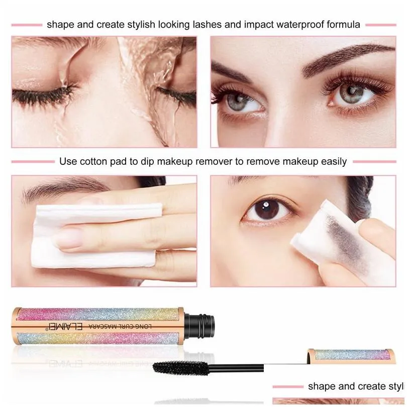 elaimei 4d volume waterproof silk curl fiber lash mascara starry eyelash extension black thick mascaras cosmetics