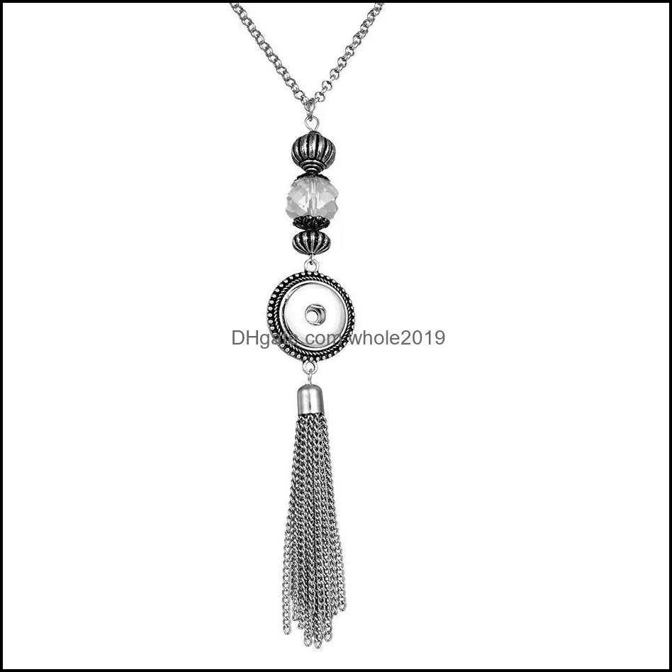 fashion crystal tassel necklace 18mm ginger snap pendant necklaces for women jewelry gifts