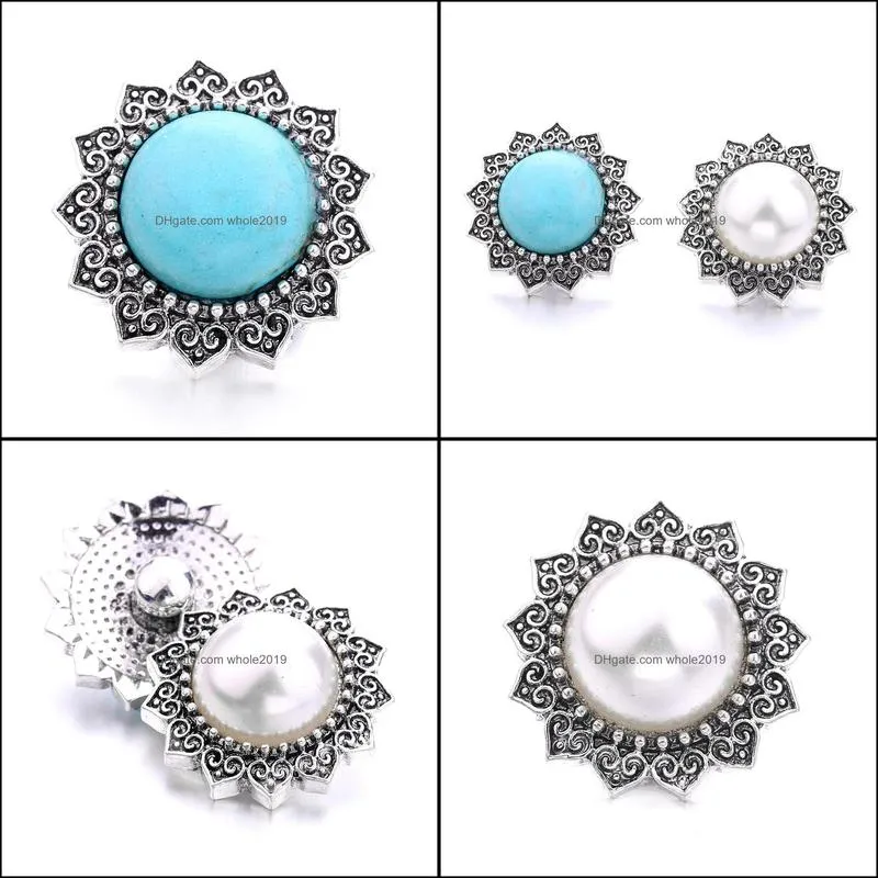 snap button jewelry components sunflower acrylic turquoise 18mm 20mm metal snaps buttons fit bracelet bangle noosa b1089