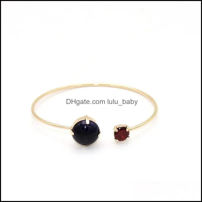 fashion gold color rose quartz turquoise stone cuff bangle bracelet lapis lazuli druzy bracelets for women