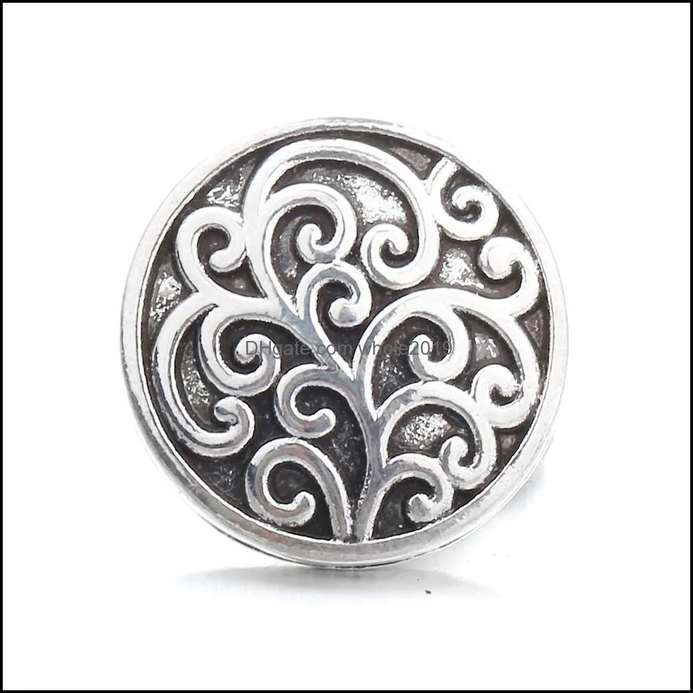 alloy tree snap button jewelry components 18mm metal snaps buttons fit bracelet bangle noosa