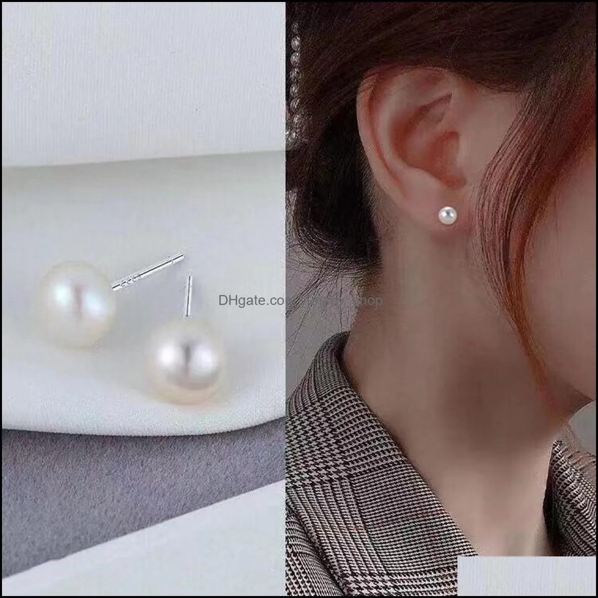 women freshwater pearl earrings stud with 925 sterling silver needle real  water cultured pearls ear studs girl color and size